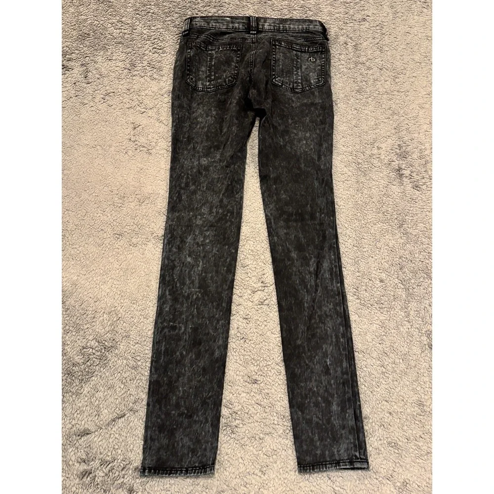 Rag & Bone Jeans Womens 24 Black Legging Jegging Skinny Stonewash Faux Pockets